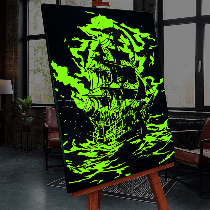 Картина по номерам 40х50 "Парусник в полнолуние" со светящейся краской (26 цв.)