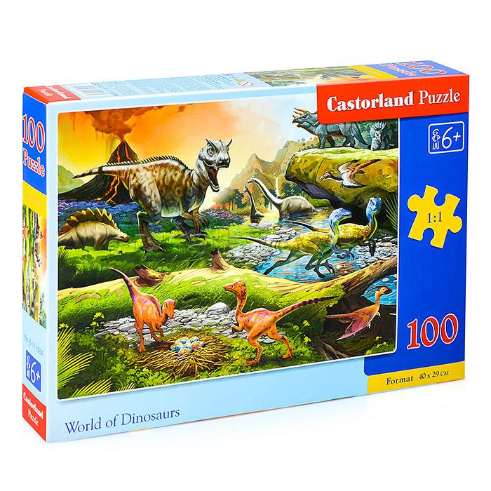 Пазлы 100 "Мир динозавров"
