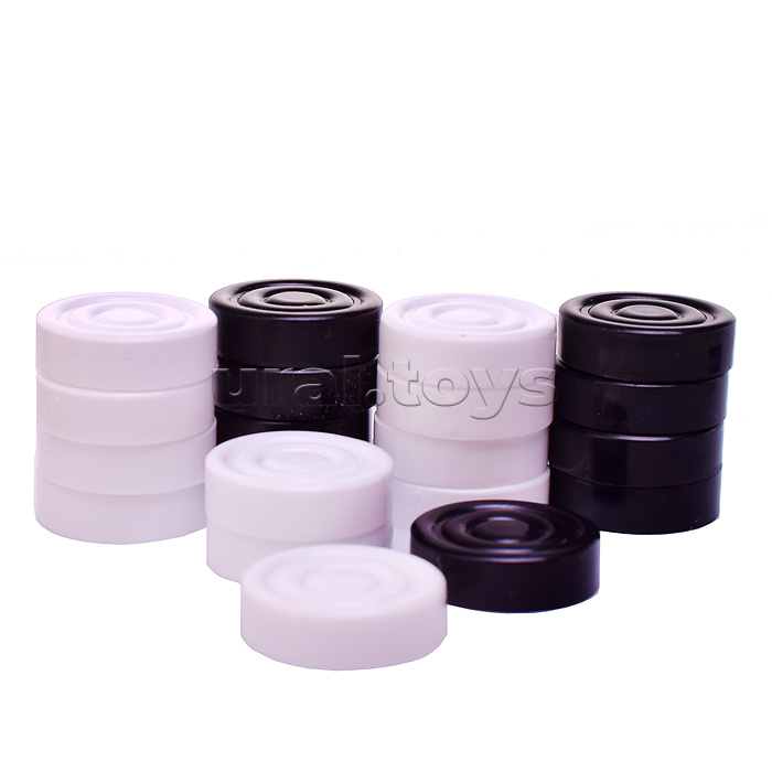 Шахматы + шашки с деревянной доской (шахматы гроссмейстерские пластиковые, шашки пластиковые, доска шахматная деревянная 415х215мм)