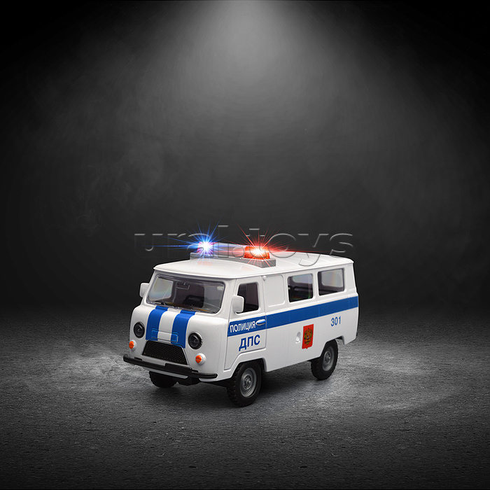 Машина пластик свет-звук UAZ 452 полиция, 18 см, двери, багажник Машина пластик свет-звук UAZ 452 полиция, 18 см, двери, багажник