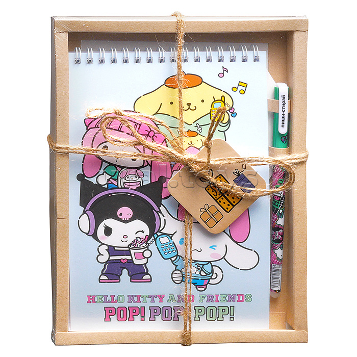 Набор блокнот "Куроми" А5 60л. + Ручка гелевая со стираемыми чернилами Hello Kitty, игольчатый стержень чернила синие, 0,5 мм в подарочной упаковке