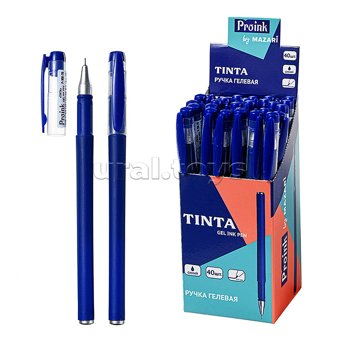 Ручка гелевая TINTA, синяя, игольчатый пишущий узел 0.5 мм, цветной пластиковый корпус, сменный стержень 130 мм, картонная упаковка
