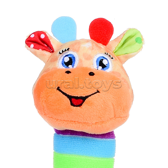 Текстильная игрушка пищалка с погремушкой Жираф