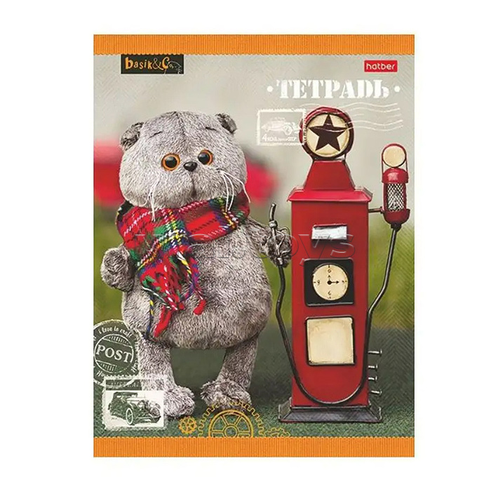 Тетрадь 18л. клетка "Кот Басик"А5 на скобе