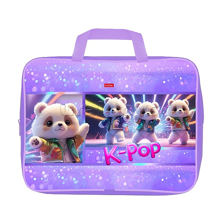 Сумка текстильная с ручками А4ф, 350х265х75мм., для тетрадей "K-pop мишки" Сумка текстильная с ручками А4ф, 350х265х75мм., для тетрадей "K-pop мишки"