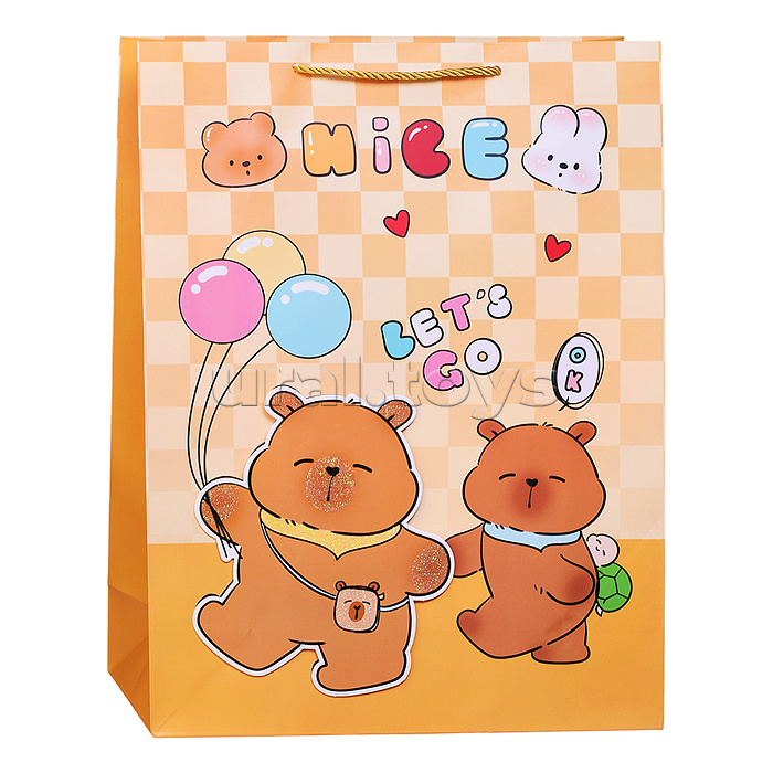 Пакет подарочный "Весёлые капибарки" 31*12*40см