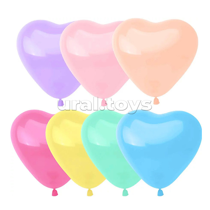 Шар (10''/25 см) Сердце, Ассорти, макарунс, 100 шт.