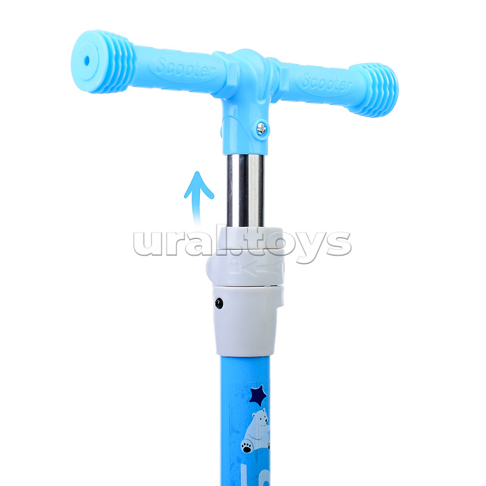 Самокат 3-х кол., голубой, PU, ABEC 7, в коробке