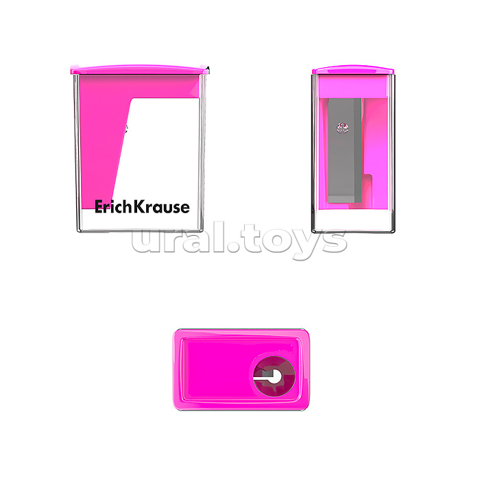 Точилка пластиковая ErichKrause City Mini, Vivid, с контейнером, ассорти