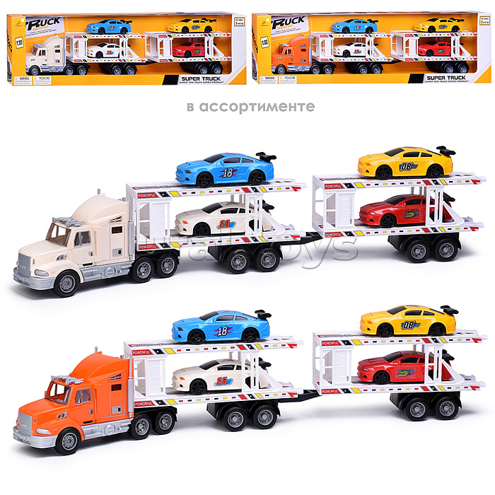 Автовоз "Автотехнодрайв" с гоночными авто, в коробке