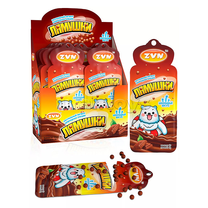 Жевательные конфеты "Лямушки" со вкусом шоколада 16г* 24шт