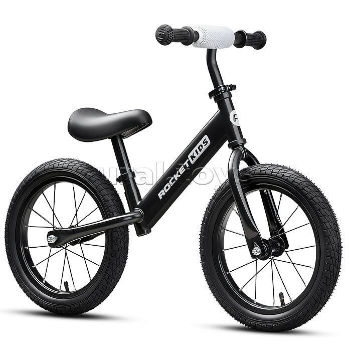 Беговел 14" Rocket R0045NEW-BK, колеса надувные, цвет черный