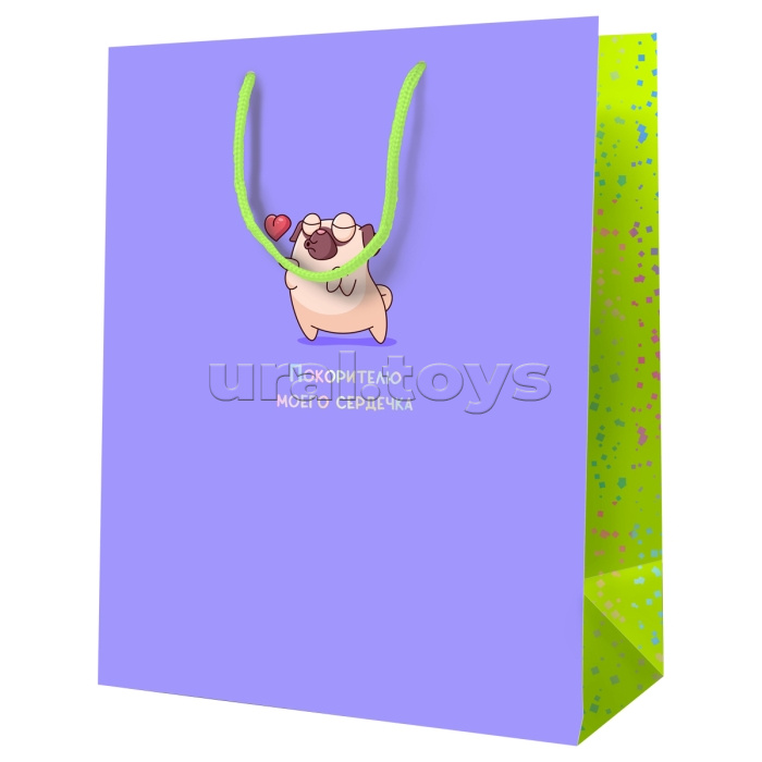 Пакет подарочный 18х23х10см "Покорителю моего сердечка" ламинированный