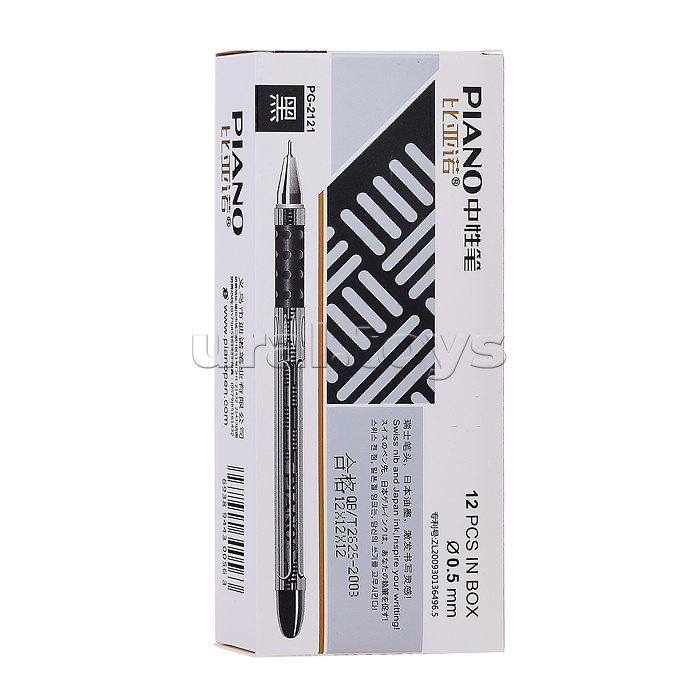 Гелевая ручка "Piano  Gel " : прозрачно-серебристый рисунок, игольчатый наконечник, резиновый держатель, диаметр пишущего узла-0,5 mm, цвет чернил -синий , индивидуальный штрих код