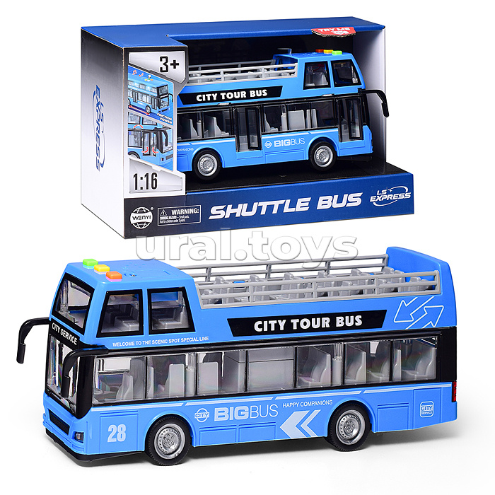 Автобус 1:16 (свет, звук) на батарейках, в коробке