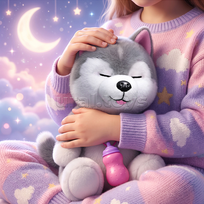 Интерактивная игрушка "Щенок хаски с бутылочкой"