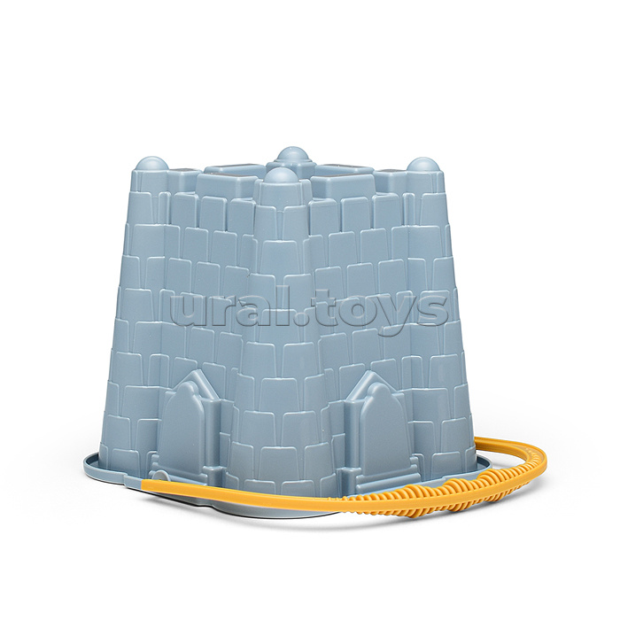 Набор №695: ведро-замок большое №2, ситечко-крепость большое, лопатка №5, грабельки №5, 2 формочки, лейка малая №4 (серо-голубой)