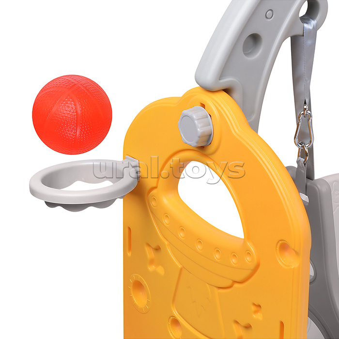 Комплект детский "Космический стиль" (горка и качель) цвет желтый.