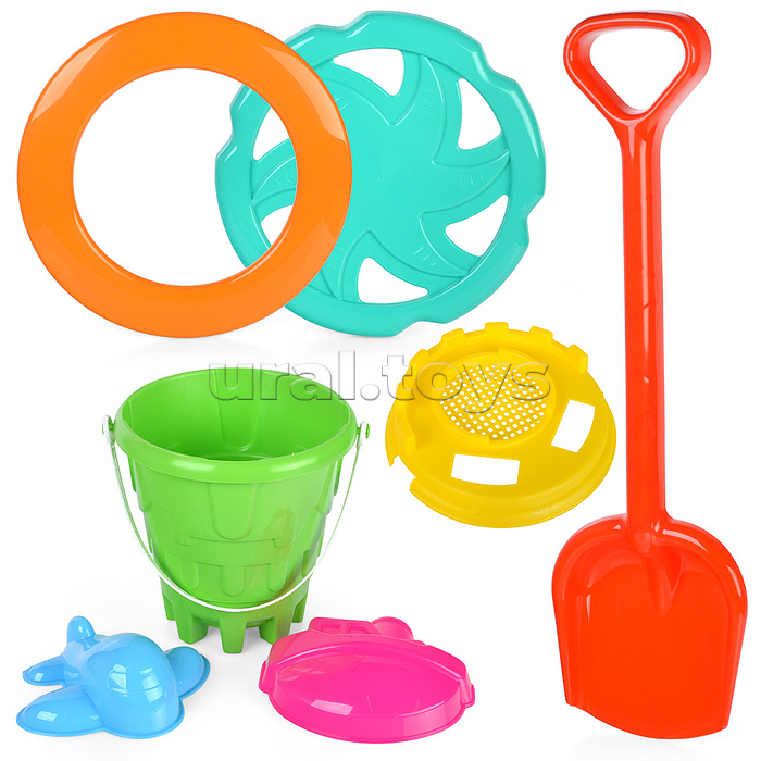 Набор летний №3 (ведро+сито+кольцо+звезда+2 формочки+лопата)