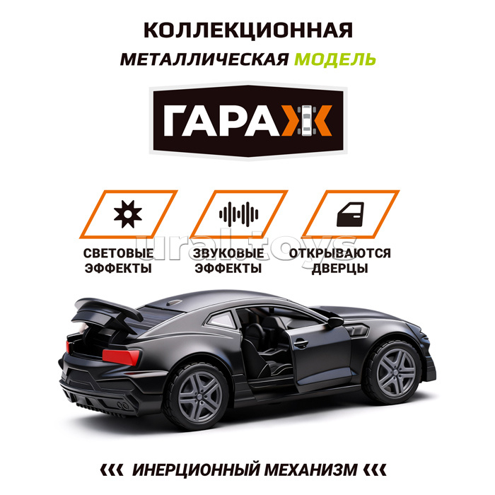 Машина "Дрифтик" 1:36 (свет, звук, откр двери, металл) цвет чёрный, в коробке