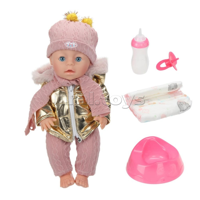 Пупс озвуч 30 см Шаинский музыка пьет, писает, закр. глазки, 4 акс.,