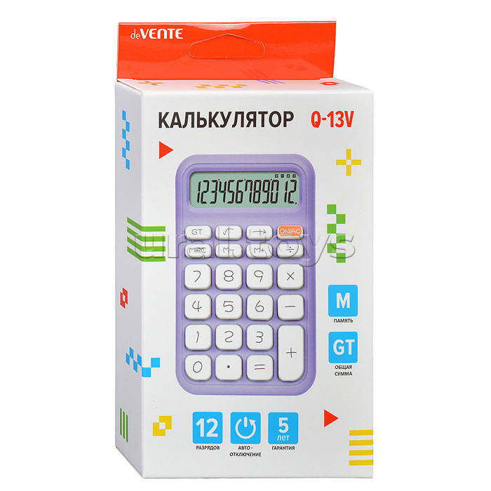Калькулятор настольный Q-13V, 93x148x29 мм, 12 разрядный Калькулятор настольный Q-13V, 93x148x29 мм, 12 разрядный