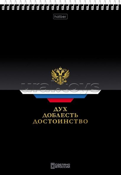 Блокнот А5 60л "Россия" клетка жесткая подложка, на спирали