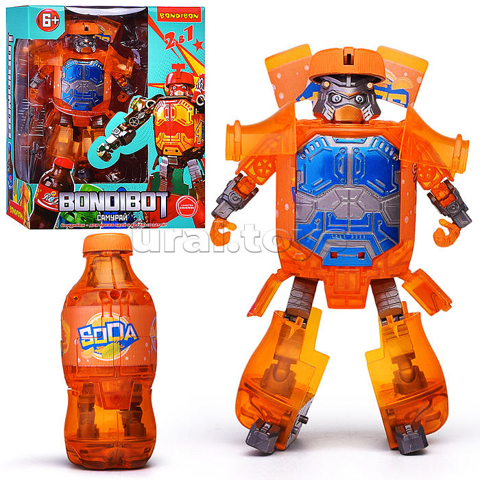 Трансформер "Бутылка-робот" 2в1, Самурай, ВОХ, цвет оранжевый