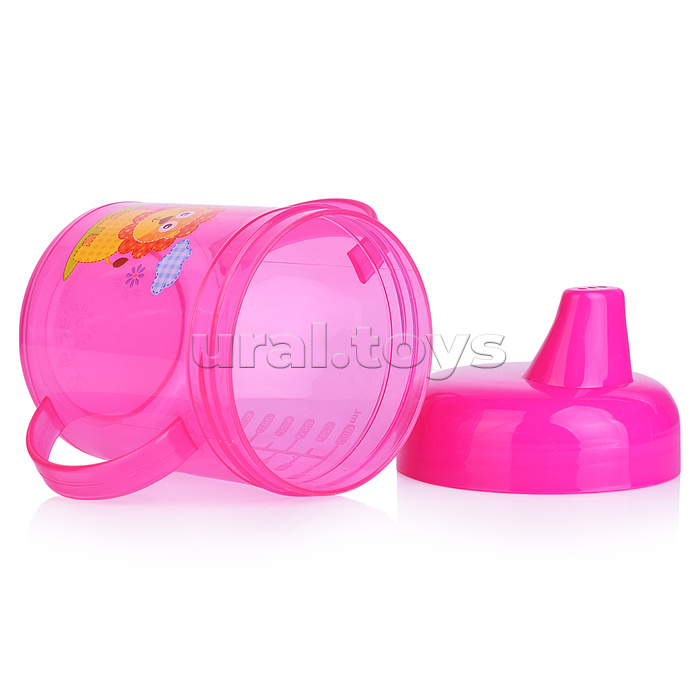 Поильник-непроливайка с жестким носиком, с ручками, ассорти, 200 мл, 5+, 1шт.