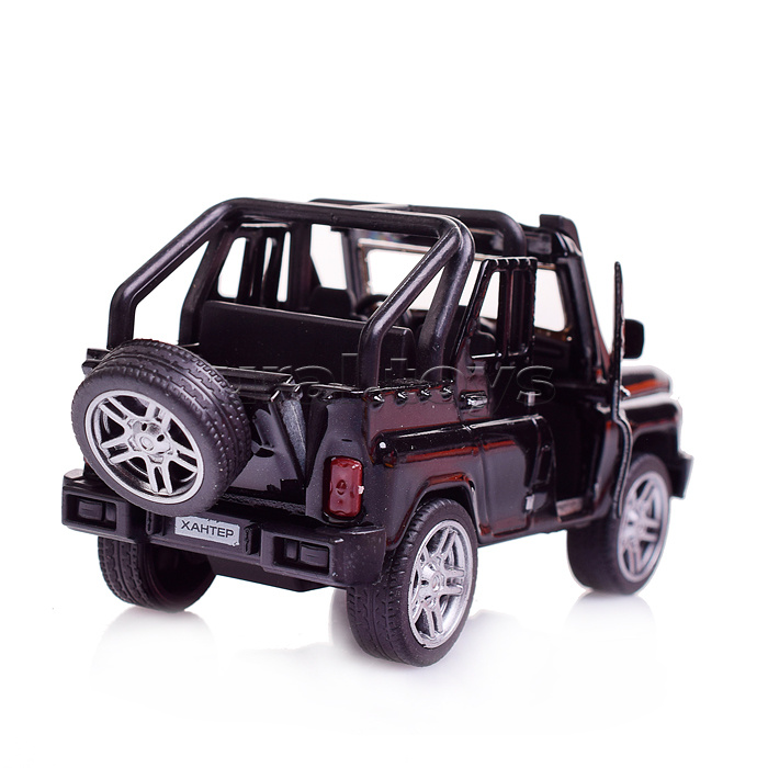 Машина металл UAZ Hunter, 11,5 см, (откр. двери, багаж, черный)инерц, в коробке