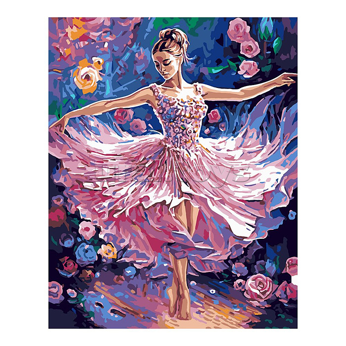 Картина по номерам на картоне 40*50 см "Балерина и роза"