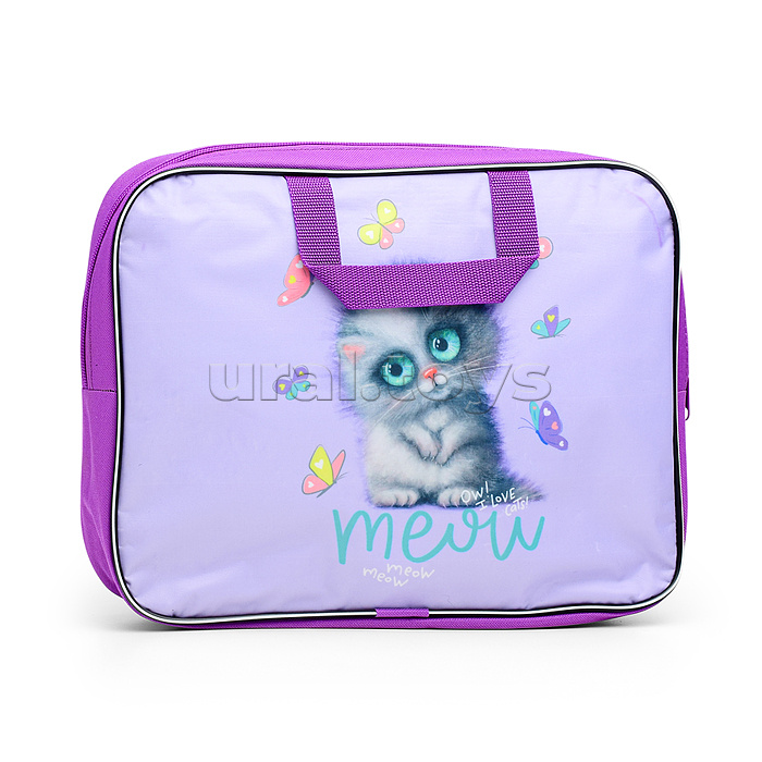 Папка для тетрадей широкая "Meow Cat" A4 (35x27x7 см) текстильная на молнии Папка для тетрадей широкая "Meow Cat" A4 (35x27x7 см) текстильная на молнии