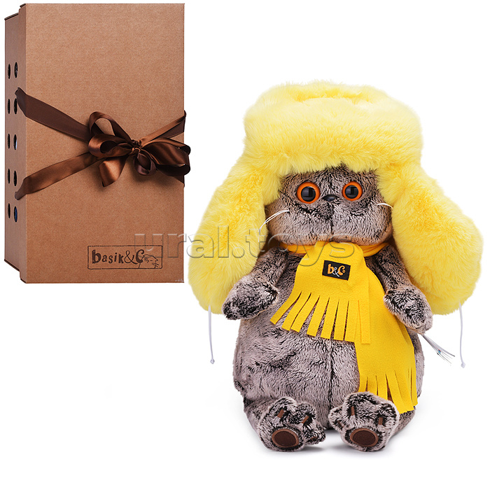 Кот Басик в желтой меховой шапке