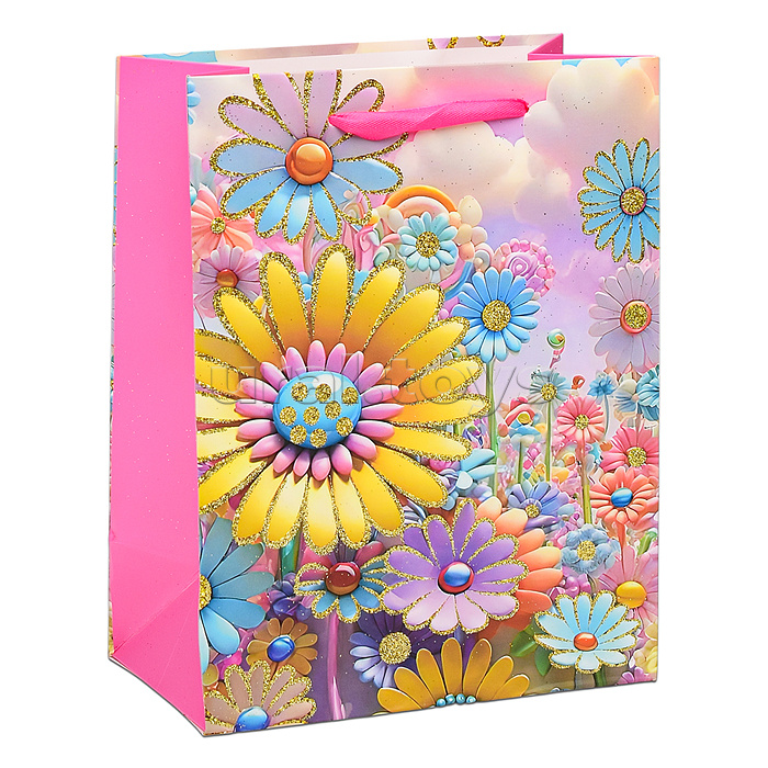 Пакет подарочный "Цветы" 23х18х10 см