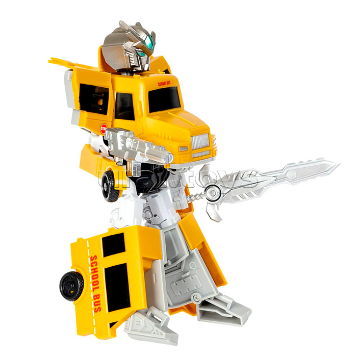 Трансформер 2в1 "Робот-автобус" цвет жёлтый, BOX 21,8х17,5х9,7см