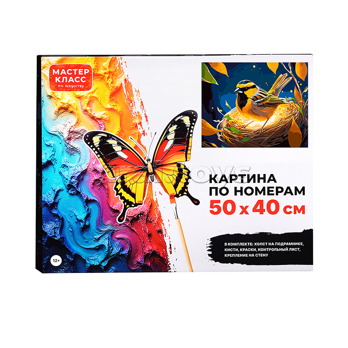Картина по номерам "Синичка в гнезде" 50*40 см