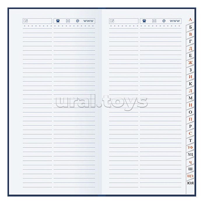 Телефонная книга с вырубкой А5, 80л. лин. Уф-лак "Буква"