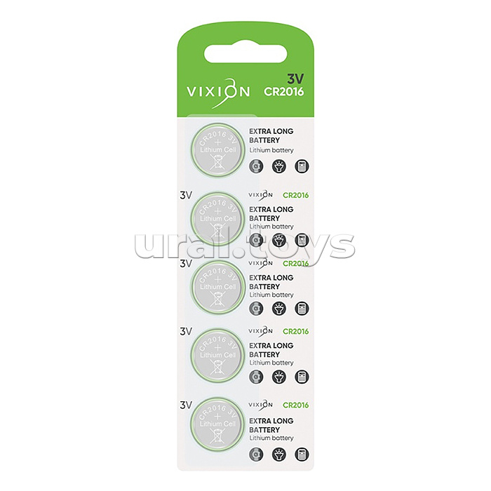 Батарейка литиевая дисковая Vixion CR2016 (блистер 5шт)