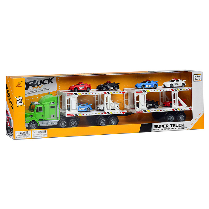 Автовоз "Технорейс" с полицейскими авто, в коробке