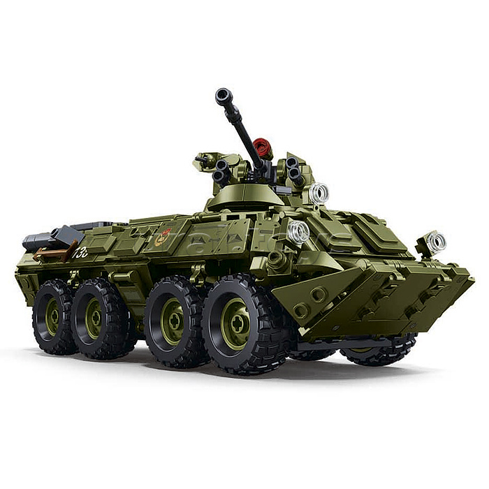 Конструктор "Боевая машина с фигурками военных" (619 дет.) в коробке