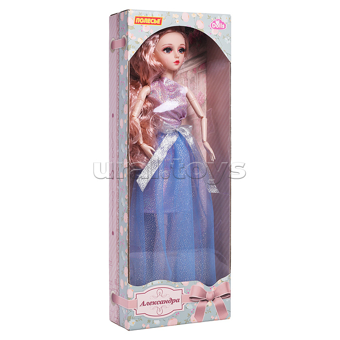 Кукла "Александра" (55 см) в платье с синей юбкой (в коробке)