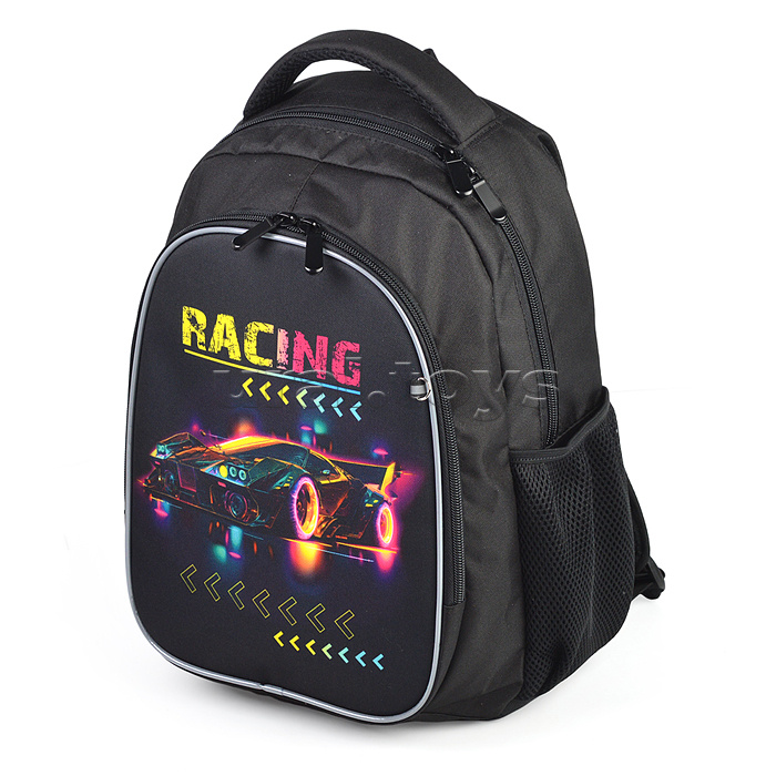 Рюкзак облегченный "Racing" с анатомической спинкой, 2 отделения на молнии, на каждой молнии 2 бегунка, размер 40х32х16см, эргономичная анатомическая спинка, мягкие широкие регулируемые лямки, застежка спереди, внутри дополнительные отделения, органайзер 