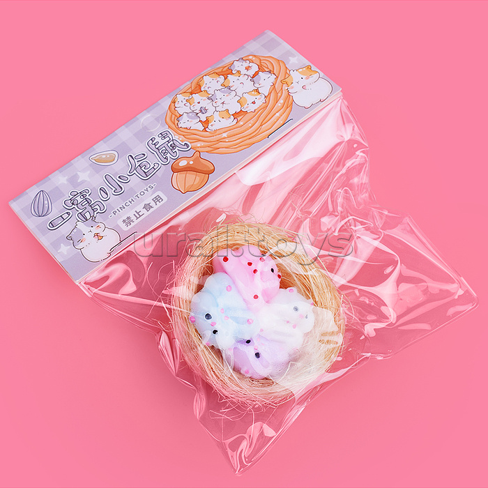 Игрушка -антистресс "Хомячки в корзинке"