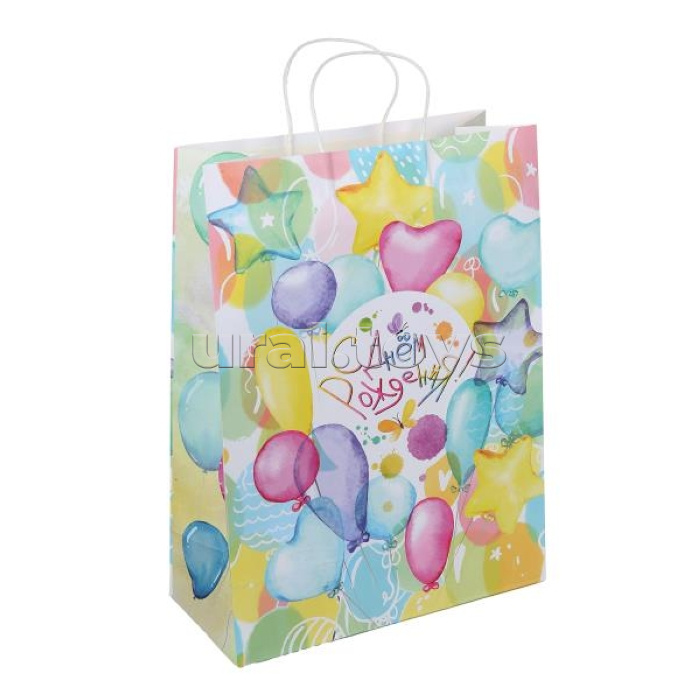 Пакет подарочный крафт XL "День рождения"140 гр/м2