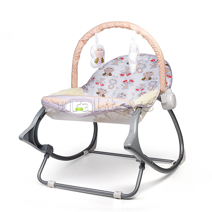 Шезлонг "Барашек розовый" качалка, вибрационный в каробке