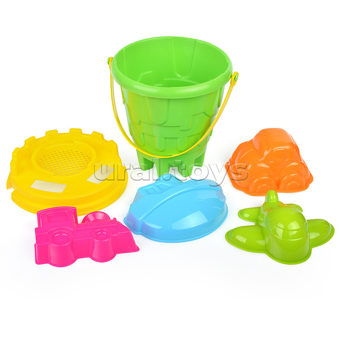 Набор песочный №8 (ведро+фомочки транспорт 4 шт.)