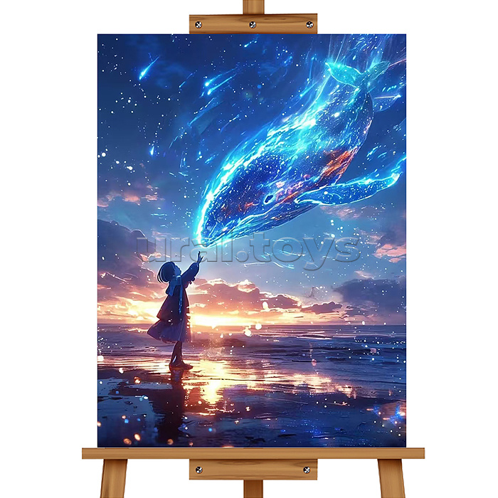 Мозаика алмазная "Дельфин и ребенок" 40*50см.