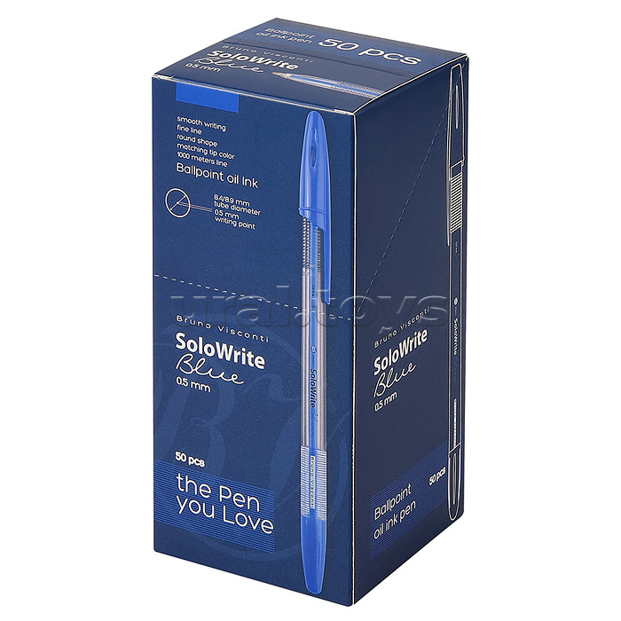 Ручка "Solo Write" шариковая, масло, 0.5 мм, синяя