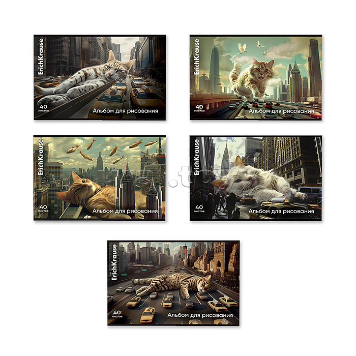 Альбом для рисования 40л. на скобе Big City Cats, А4, Альбом для рисования 40л. на скобе Big City Cats, А4,