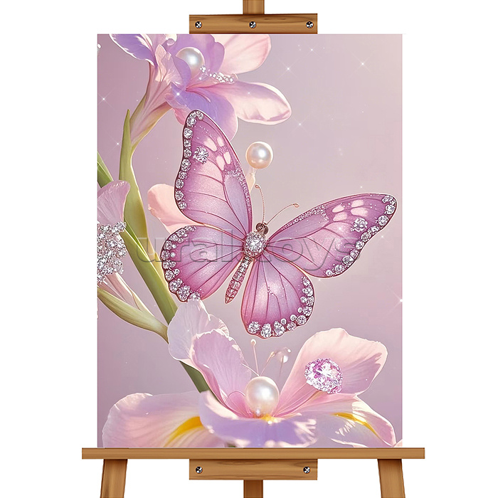 Мозаика алмазная "Цветы и бабочка" 20*30см.
